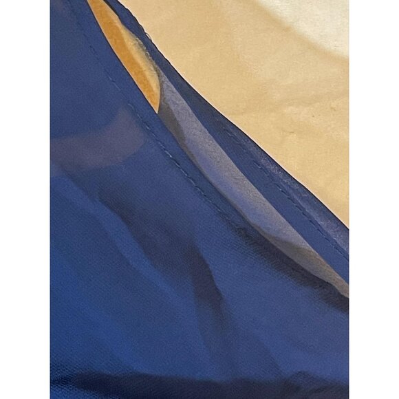 layered short sleeve shirt sheer striped blue orange medium length 32" READ - Picture 5 of 10